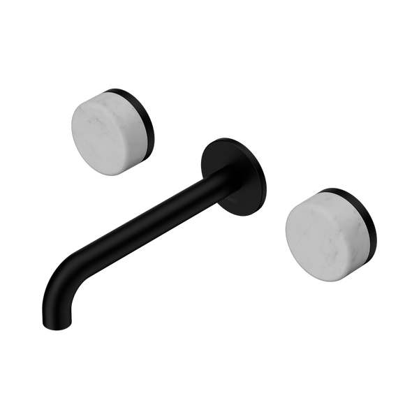 Nero Serenity Wall Basin Set 185mm Spout With Carrara Handle Matte Black