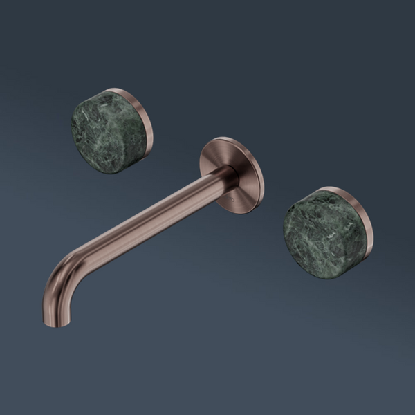 Nero Serenity Wall Basin Set 185mm Spout With Verde Alpi Handle Brushed Bronze