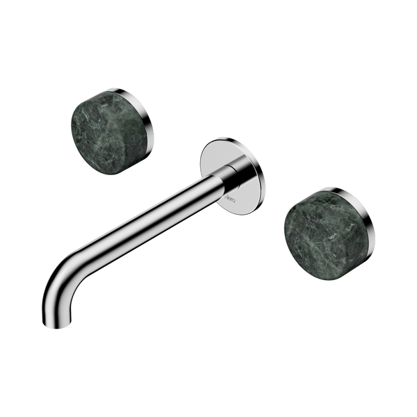 Nero Serenity Wall Basin Set 185mm Spout With Verde Alpi Handle Chrome