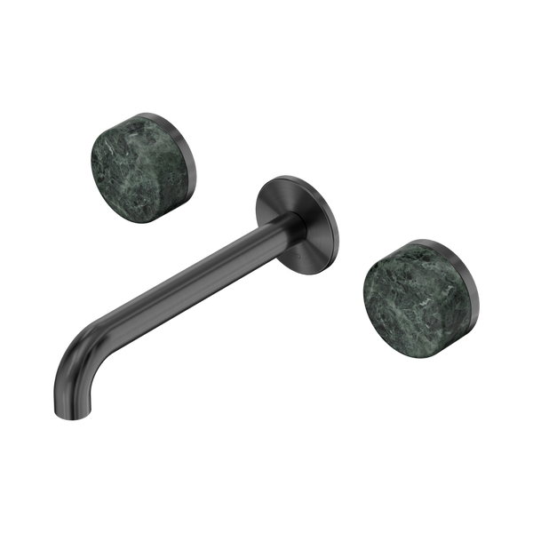 Nero Serenity Wall Basin Set 185mm Spout With Verde Alpi Handle Gunmetal