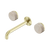 Nero Serenity Wall Basin Set 185mm Spout With Rome Travertine Handle Brushed Gold