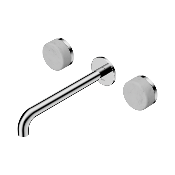 Nero Serenity Wall Basin Set 220mm Spout With Carrara Handle Chrome