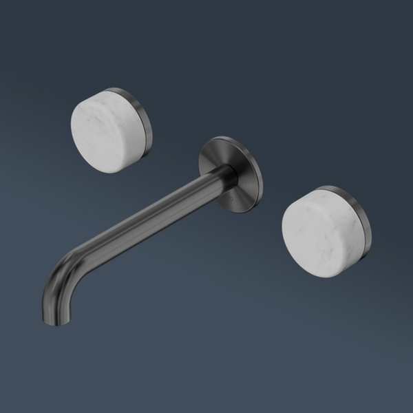 Nero Serenity Wall Basin Set 220mm Spout With Carrara Handle Gunmetal