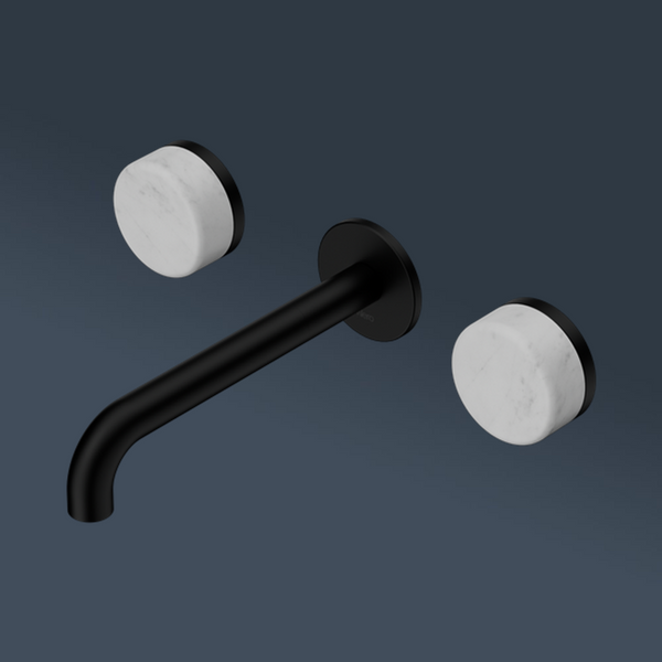 Nero Serenity Wall Basin Set 220mm Spout With Carrara Handle Matte Black