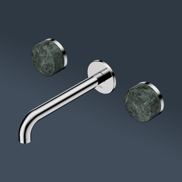 Nero Serenity Wall Basin Set 220mm Spout With Verde Alpi Handle Chrome
