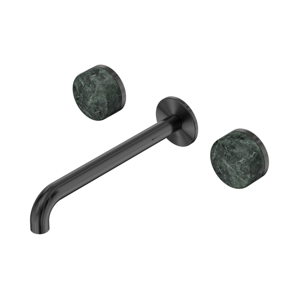 Nero Serenity Wall Basin Set 220mm Spout With Verde Alpi Handle Gunmetal