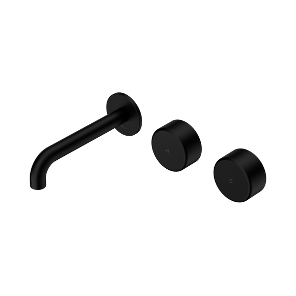Nero Serenity Wall Basin Set 160mm Offset Spout With Metal Handle Matte Black