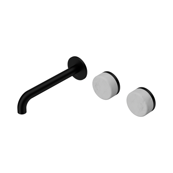 Nero Serenity Wall Basin Set 185mm Offset Spout With Carrara Handle Matte Black