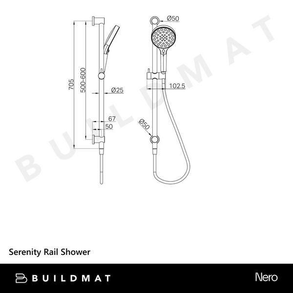 Nero Serenity Rail Shower Gunmetal