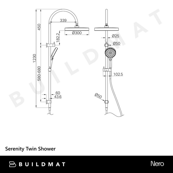 Nero Serenity Twin Shower Matte Black
