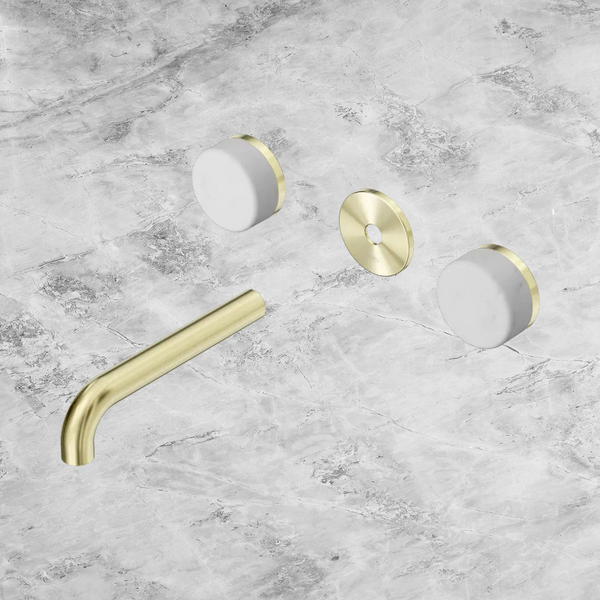 Nero Serenity Wall Basin Set 160mm Spout with Carrara Handle (Trim Kit Only) Brushed Gold