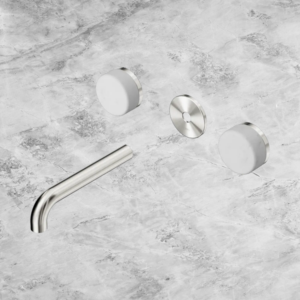 Nero Serenity Wall Basin Set 160mm Spout with Carrara Handle (Trim Kit Only) Brushed Nickel