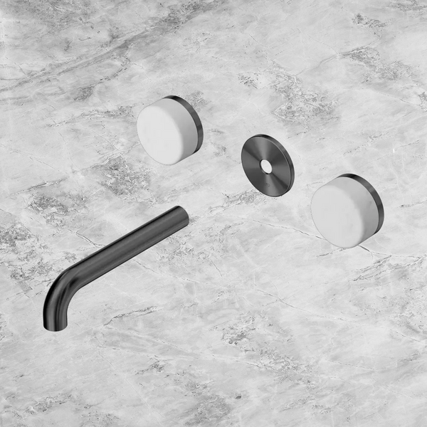 Nero Serenity Wall Basin Set 160mm Spout with Carrara Handle (Trim Kit Only) Gunmetal