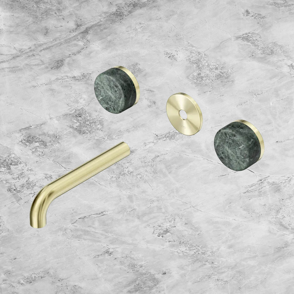 Nero Serenity Wall Basin Set 160mm Spout with Verde Alpi Handle (Trim Kit Only) Brushed Gold