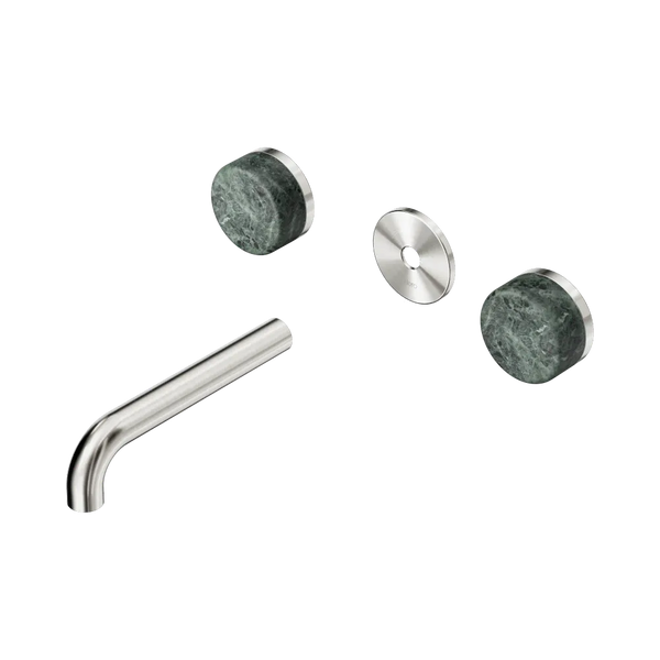 Nero Serenity Wall Basin Set 160mm Spout with Verde Alpi Handle (Trim Kit Only) Brushed Nickel