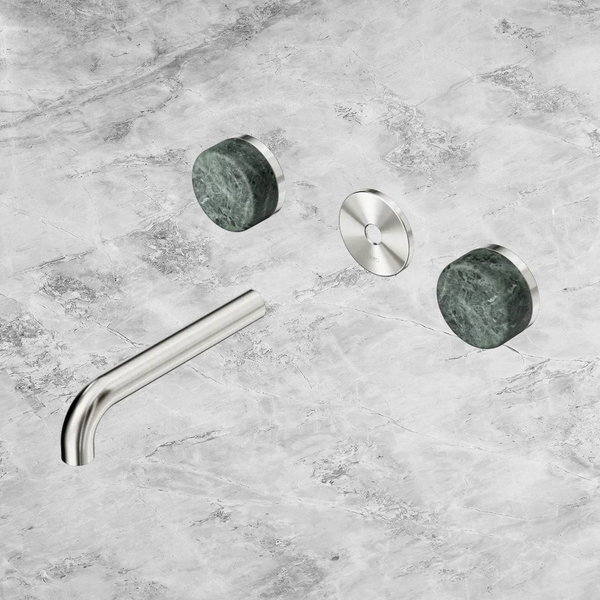 Nero Serenity Wall Basin Set 160mm Spout with Verde Alpi Handle (Trim Kit Only) Brushed Nickel