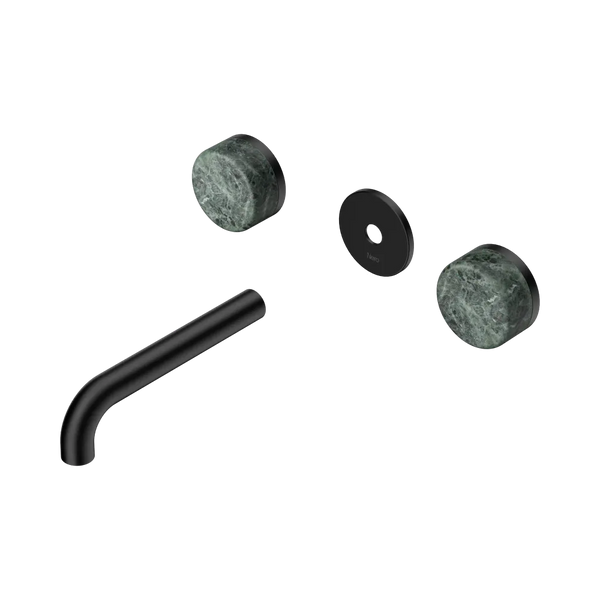 Nero Serenity Wall Basin Set 160mm Spout with Verde Alpi Handle (Trim Kit Only) Matte Black