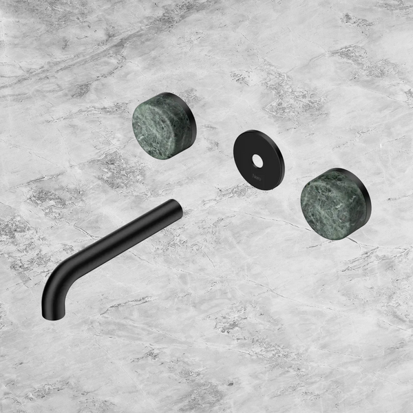 Nero Serenity Wall Basin Set 160mm Spout with Verde Alpi Handle (Trim Kit Only) Matte Black