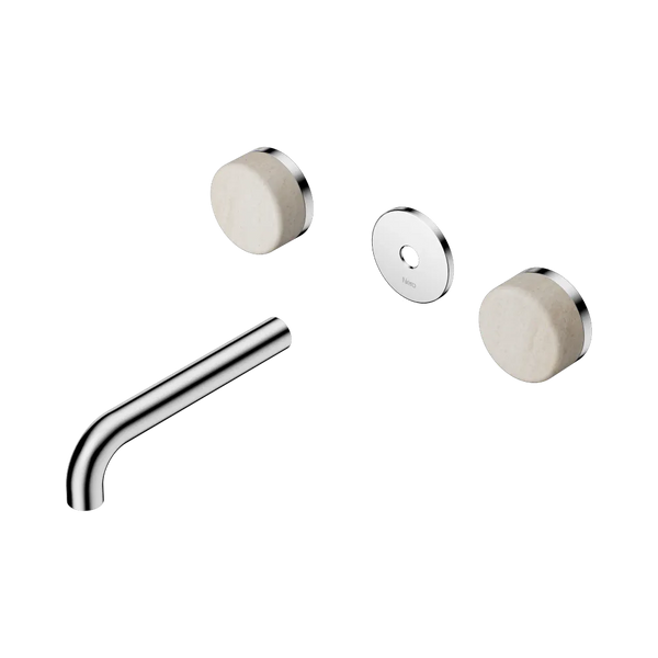 Nero Serenity Wall Basin Set 160mm Spout with Rome Travertine Handle (Trim Kit Only) Chrome