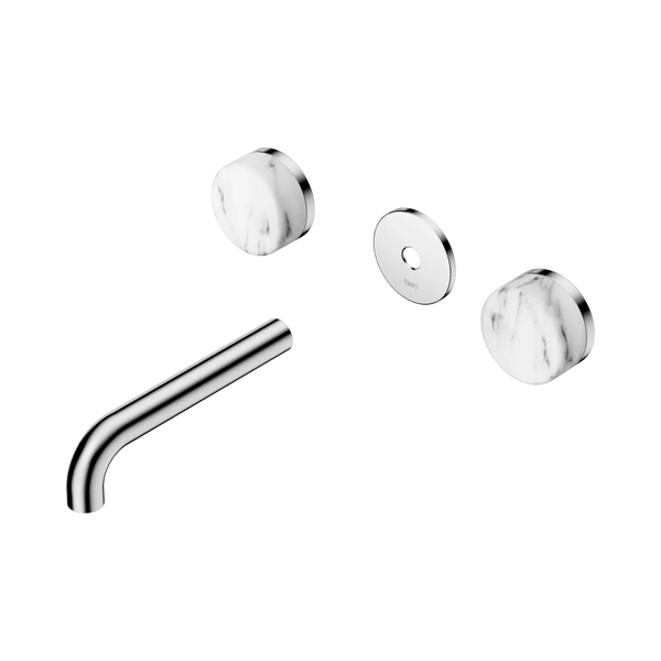 Nero Serenity Wall Basin Set 160mm Spout with Arabescato Corchia Handle (Trim Kit Only) Chrome