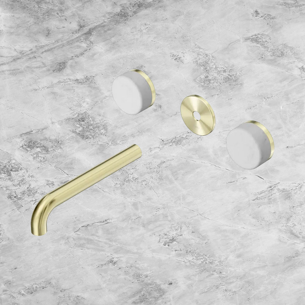 Nero Serenity Wall Basin Set 185mm Spout with Carrara Handle (Trim Kit Only) Brushed Gold