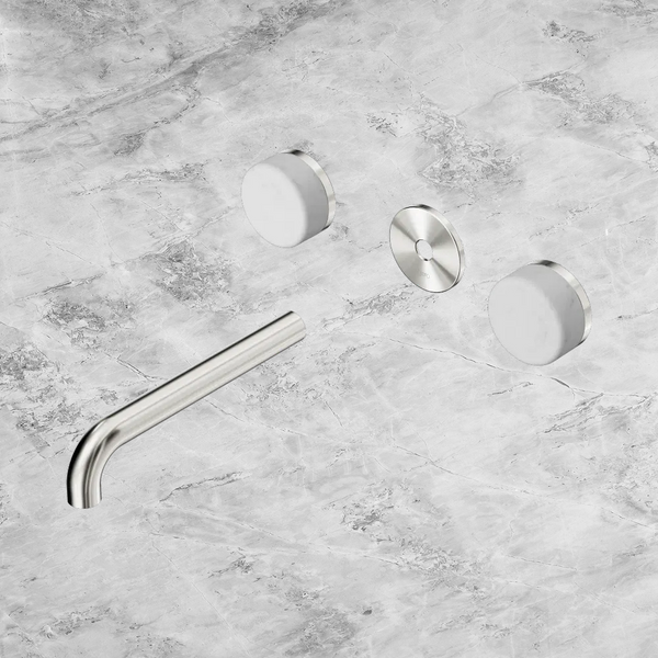 Nero Serenity Wall Basin Set 185mm Spout with Carrara Handle (Trim Kit Only) Brushed Nickel
