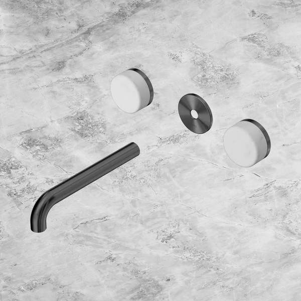 Nero Serenity Wall Basin Set 185mm Spout with Carrara Handle (Trim Kit Only) Gunmetal