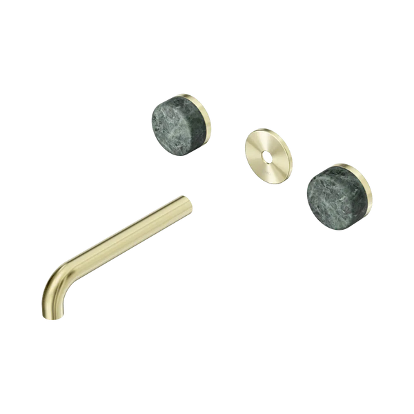 Nero Serenity Wall Basin Set 185mm Spout with Verde Alpi Handle (Trim Kit Only) Brushed Gold