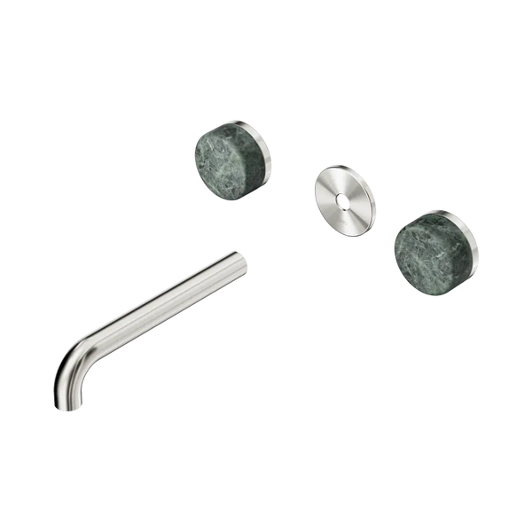 Nero Serenity Wall Basin Set 185mm Spout with Verde Alpi Handle (Trim Kit Only) Brushed Nickel