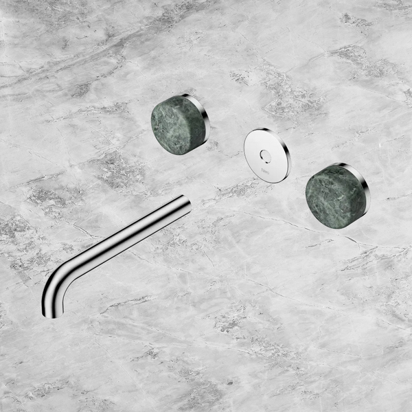 Nero Serenity Wall Basin Set 185mm Spout with Verde Alpi Handle (Trim Kit Only) Chrome