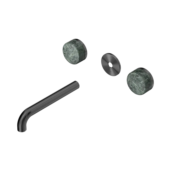 Nero Serenity Wall Basin Set 185mm Spout with Verde Alpi Handle (Trim Kit Only) Gunmetal