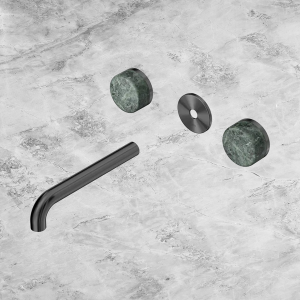 Nero Serenity Wall Basin Set 185mm Spout with Verde Alpi Handle (Trim Kit Only) Gunmetal