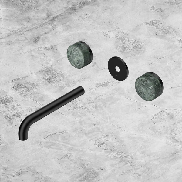 Nero Serenity Wall Basin Set 185mm Spout with Verde Alpi Handle (Trim Kit Only) Matte Black