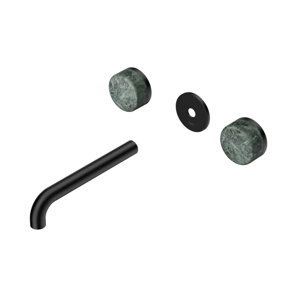 Nero Serenity Wall Basin Set 185mm Spout with Verde Alpi Handle (Trim Kit Only) Matte Black