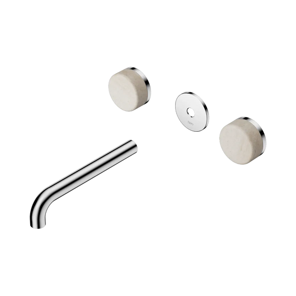 Nero Serenity Wall Basin Set 185mm Spout with Rome Travertine Handle (Trim Kit Only) Chrome