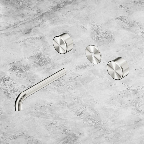 Nero Serenity Wall Basin Set 185mm Spout with Metal Handle (Trim Kit Only) Brushed Nickel