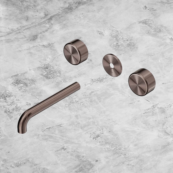 Nero Serenity Wall Basin Set 185mm Spout with Metal Handle (Trim Kit Only) Brushed Bronze