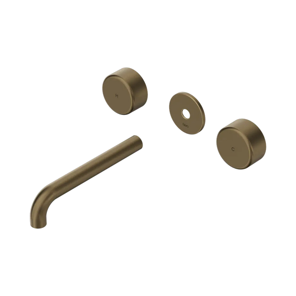Nero Serenity Wall Basin Set 185mm Spout with Metal Handle (Trim Kit Only) Tumbled Antique Brass