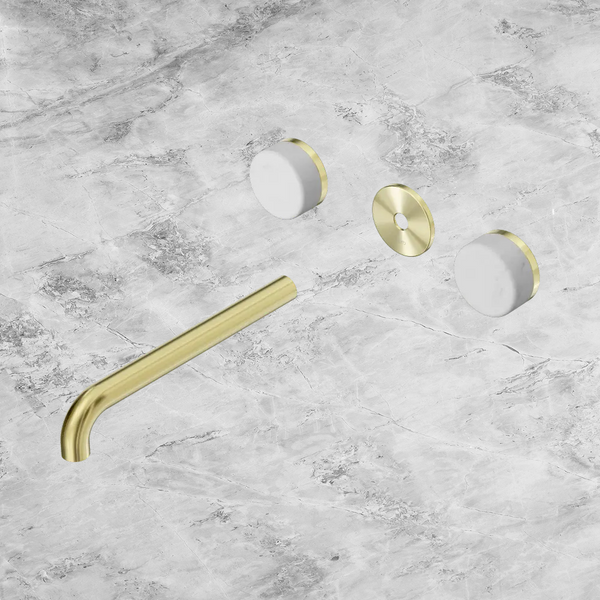 Nero Serenity Wall Basin Set 220mm Spout with Carrara Handle (Trim Kit Only) Brushed Gold