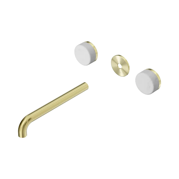 Nero Serenity Wall Basin Set 220mm Spout with Carrara Handle (Trim Kit Only) Brushed Gold