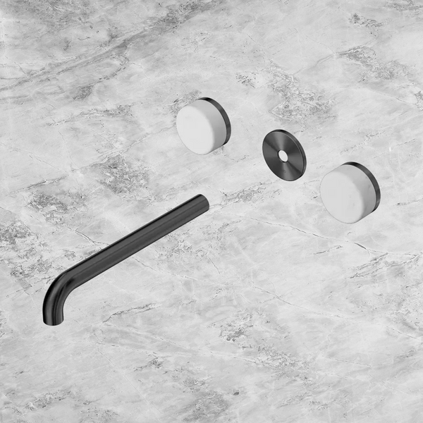 Nero Serenity Wall Basin Set 220mm Spout with Carrara Handle (Trim Kit Only) Gunmetal