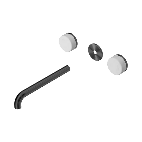 Nero Serenity Wall Basin Set 220mm Spout with Carrara Handle (Trim Kit Only) Gunmetal