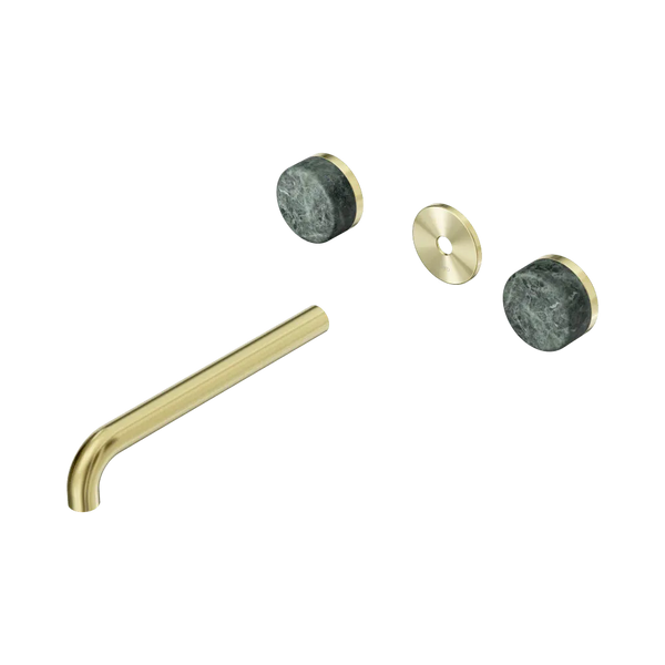 Nero Serenity Wall Basin Set 220mm Spout with Verde Alpi Handle (Trim Kit Only) Brushed Gold