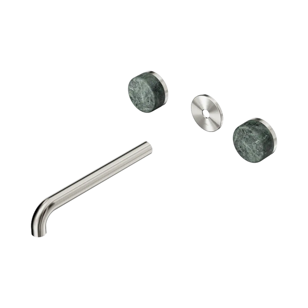 Nero Serenity Wall Basin Set 220mm Spout with Verde Alpi Handle (Trim Kit Only) Brushed Nickel