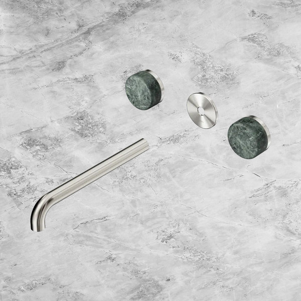 Nero Serenity Wall Basin Set 220mm Spout with Verde Alpi Handle (Trim Kit Only) Brushed Nickel