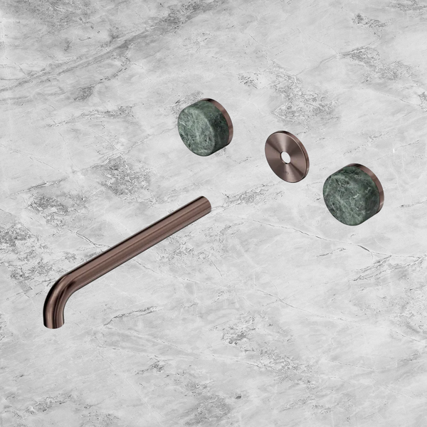 Nero Serenity Wall Basin Set 220mm Spout with Verde Alpi Handle (Trim Kit Only) Brushed Bronze