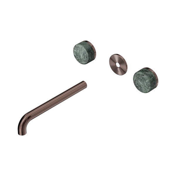 Nero Serenity Wall Basin Set 220mm Spout with Verde Alpi Handle (Trim Kit Only) Brushed Bronze