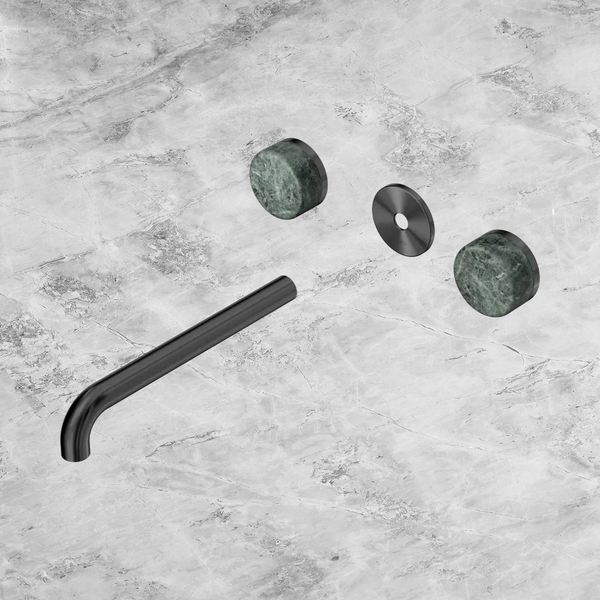 Nero Serenity Wall Basin Set 220mm Spout with Verde Alpi Handle (Trim Kit Only) Gunmetal