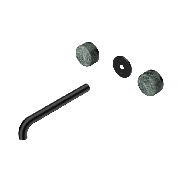 Nero Serenity Wall Basin Set 220mm Spout with Verde Alpi Handle (Trim Kit Only) Matte Black