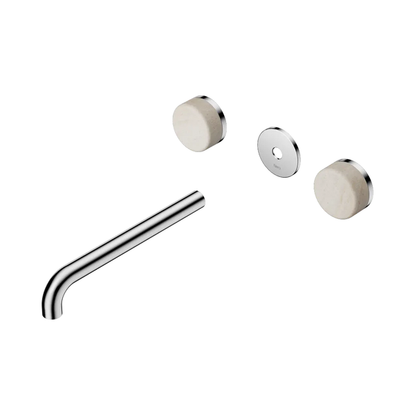 Nero Serenity Wall Basin Set 220mm Spout with Rome Travertine Handle (Trim Kit Only) Chrome